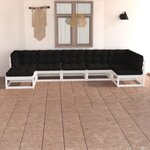 vidaXL Salon de jardin 7 Pièces avec coussins Bois de pin massif