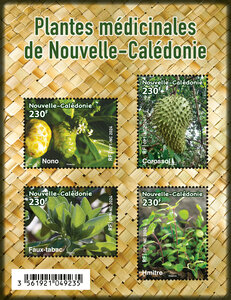 Bloc de 4 timbres de Nouvelle Calédonie - Les plantes médicinales de Nouvelle-Calédonie