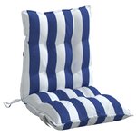 vidaXL Coussins de chaise à dossier bas lot de 4 rayures bleu/blanc