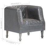 vidaXL Chaise cabriolet Gris Cuir véritable de chèvre