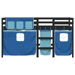 vidaXL Lit mezzanine enfants et rideaux bleu 90x190cm bois pin massif
