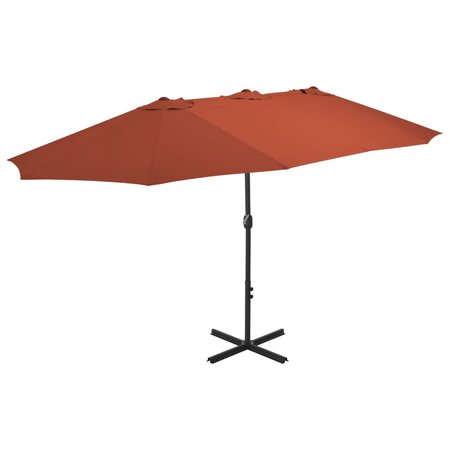 vidaXL Parasol avec poteau en aluminium 460 x 270 cm Terre cuite