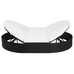 vidaXL Lit de repos d'extérieur avec coussin Résine tressée Noir