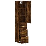 vidaXL Buffet haut Chêne fumé 34 5x34x180 cm Bois d'ingénierie