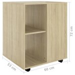 vidaXL Armoire à roulettes Chêne Sonoma 60x53x72 cm Bois d'ingénierie
