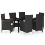 vidaXL Mobilier de salle à manger de jardin avec coussins 7 Pièces Noir