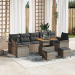 Ensemble de Canapé de Jardin 10 Pièces avec Coussins Gris Poly Rattan