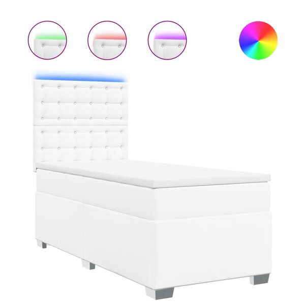 vidaXL Sommier à lattes de lit avec matelas Blanc 90x200 cm Similicuir