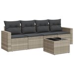 vidaXL Salon de jardin 5 Pièces avec coussins gris clair résine tressée