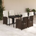 vidaXL Ensemble à manger de jardin 5 Pièces et coussins marron poly rotin