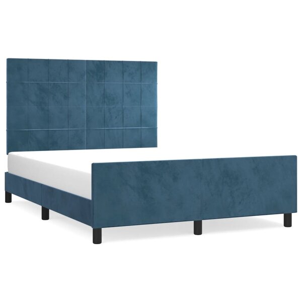 vidaXL Cadre de lit avec tête de lit Bleu foncé 140x200 cm Velours