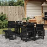 vidaXL Ensemble à manger de jardin 9Pièces coussins noir résine tressée