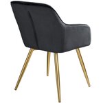 Lot de 6 chaises pieds doré siège de salon cuisine salle à manger design élégant velours noir 08_0000065