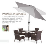 Parasol hexagonal inclinable dim. Ø 2 3 x 2 16H m métal polyester haute densité gris
