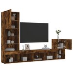 vidaXL Unités murales TV avec LED 4 Pièces chêne fumé bois d'ingénierie