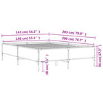vidaXL Cadre de lit chêne sonoma 140x200 cm bois d'ingénierie et métal