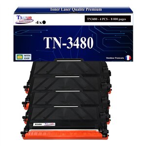 T3AZUR- 4x Toners compatibles avec Brother TN3480 TN3430 pour Brother DCP-L5500DN DCP-L6600DW- 8 000 pages