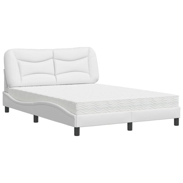 vidaXL Lit avec matelas blanc 140x200 cm similicuir
