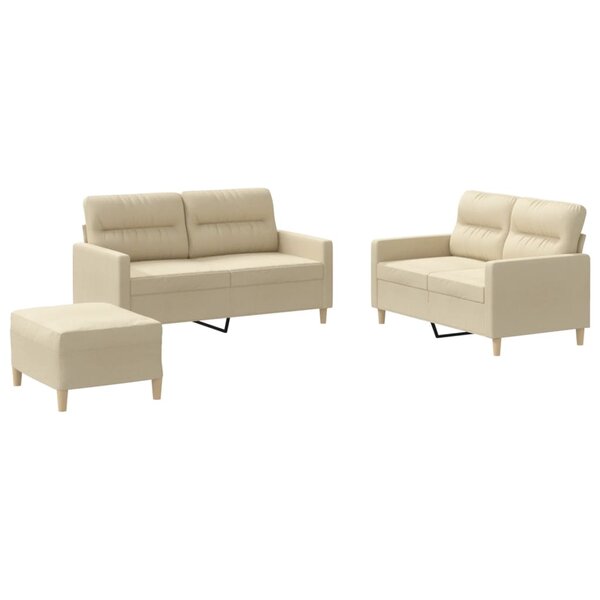 vidaXL Ensemble de canapés 3 Pièces avec coussins Crème Tissu