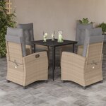 vidaXL Ensemble à manger de jardin coussins 5 Pièces mélange beige rotin