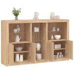 vidaXL Buffet avec lumières LED chêne sonoma 162x37x100 cm