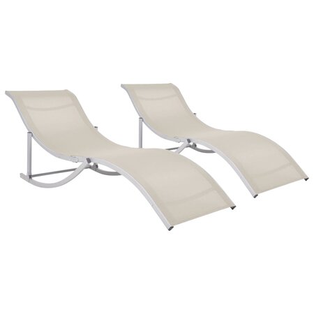 vidaXL Chaises longues pliables lot de 2 Crème Textilène