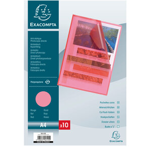 SACHET 10 POCH.COINS PP Grainé ROUGE EXACOMPTA
