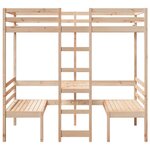 vidaXL Lit mezzanine avec bureau et chaises 75x190 cm pin massif