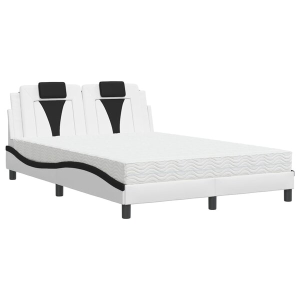 vidaXL Lit avec matelas blanc et noir 140x200 cm similicuir