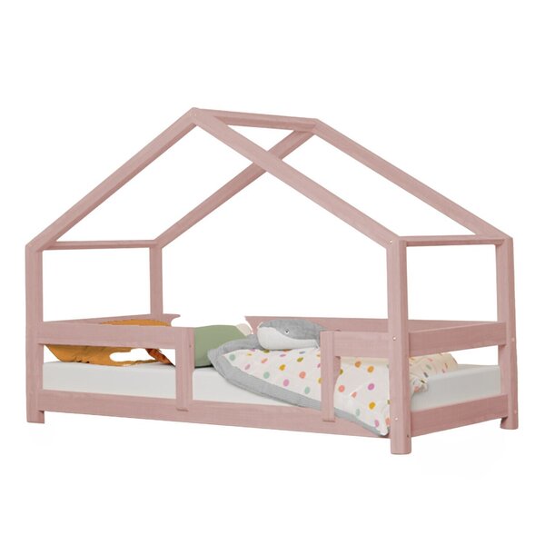 Lit cabane enfant LUCKY 120 x 200 rose pastel