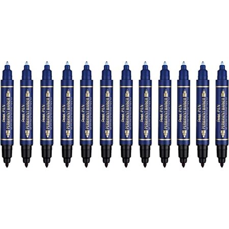 Marqueur permanent Pen  double pointe  bleu x 12 PENTEL