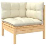 Salon de jardin meuble d'extérieur ensemble de mobilier 6 pièces avec coussins crème bois de pin 02_0016754