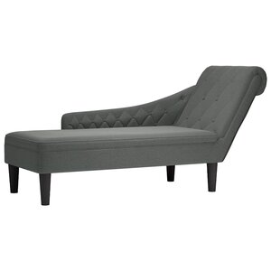 vidaXL Fauteuil long avec coussin et accoudoir droit gris foncé tissu