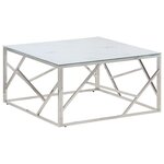 vidaXL Table basse argenté acier inoxydable et verre trempé