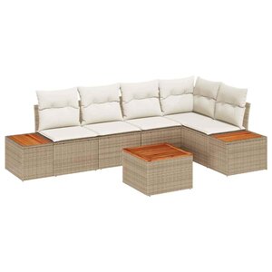 vidaXL Ensemble de canapé de jardin 6 Pièces Beige Poly rotin