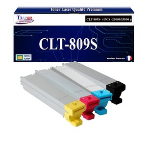 T3AZUR - 4x Toners compatibles avec Samsung CLT-Y809S pour Samsung CLX9201NA CLX9251NA CLX9301NA MultiXpress C9201NA C9251NA C9301NA