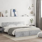 vidaXL Cadre de lit avec tête de lit gris béton 200x200 cm