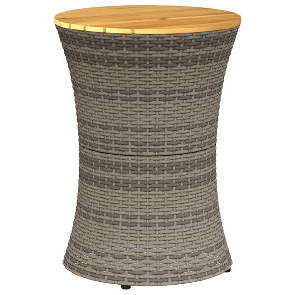 vidaXL Table d'appoint de jardin forme tambour gris rotin bois massif