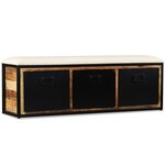 vidaXL Banc de rangement avec 3 tiroirs Bois de manguier 120x30x40 cm