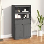 vidaXL Buffet haut Gris 60x40x116 5 cm Bois massif de pin