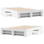 vidaXL Cadre de lit blanc 135x190 cm bois d'ingénierie