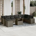 vidaXL Salon de jardin 11 Pièces avec coussins gris résine tressée
