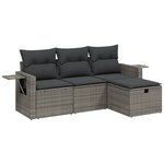 vidaXL Salon de jardin 4 Pièces avec coussins gris résine tressée