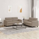 vidaXL Ensemble de canapés 2 Pièces avec coussins taupe tissu microfibre