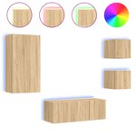 vidaXL Unités murales TV avec LED 5 Pièces chêne sonoma bois d'ingénierie
