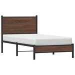 vidaXL Cadre de lit en métal avec tête de lit chêne marron 90x190 cm