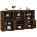 vidaXL Buffet avec lumières LED chêne fumé 181 5x37x100 cm