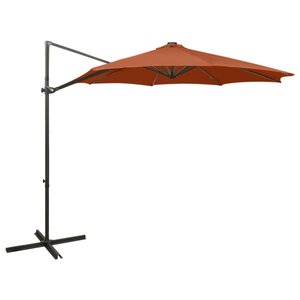 vidaXL Parasol déporté avec mât et lumières LED Terre cuite 300 cm