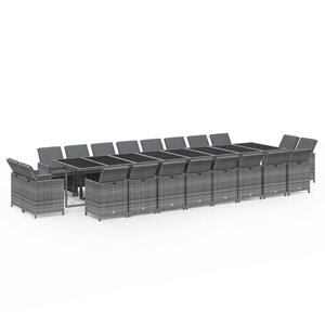 vidaXL Ensemble à manger de jardin coussins 21 Pièces Gris Résine tressée