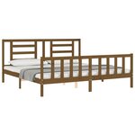 vidaXL Cadre de lit avec tête de lit marron miel 200x200cm bois massif